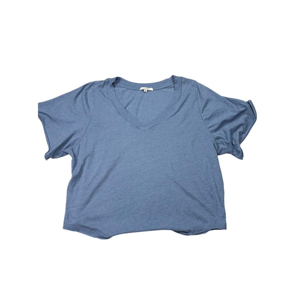 Z supply dusty blue cropped V neck T shirt, rolled hems. Size M. casual, coastal